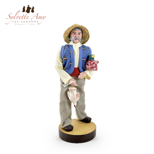 L'Homme au Canard et à la Poule - Santons Habillés 25cm Sylvette Amy Aubagne