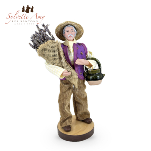 Homme à la Lavande et à la Cruche - Santons Habillés 25 cm Sylvette Amy - Aubagne