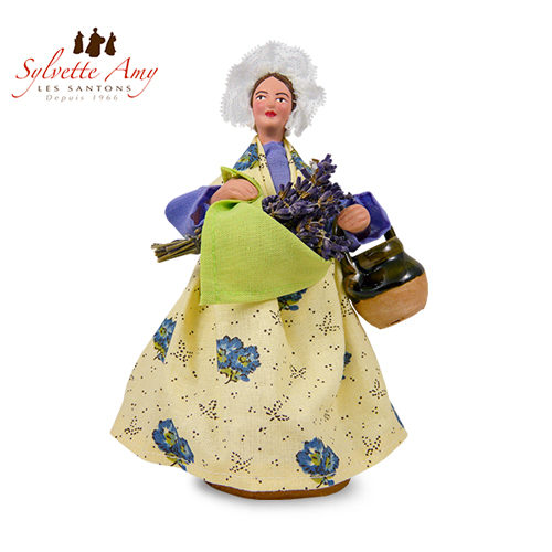Femme à la Lavande et à la Cruche - Jeune - Santon Habillé 15 cm Sylvette Amy