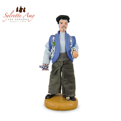 Santon Joueur de boules bleu 15 cm Santons Sylvette Amy