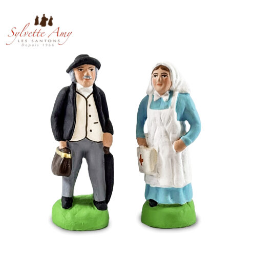 L'infirmière et le Médecin de Campagne - Santons de Crèche 7 Cm Sylvette Amy Aubagne