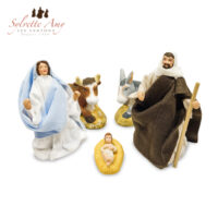 La Nativité - Jésus, Marie, Joseph, l'Âne et le Boeuf - Santons Habillés 15 cm - Sylvette Amy