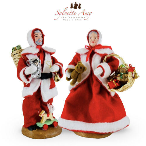 Le Père et La Mère Noël - Collection Santons Habillés 15 cm Sylvette Amy