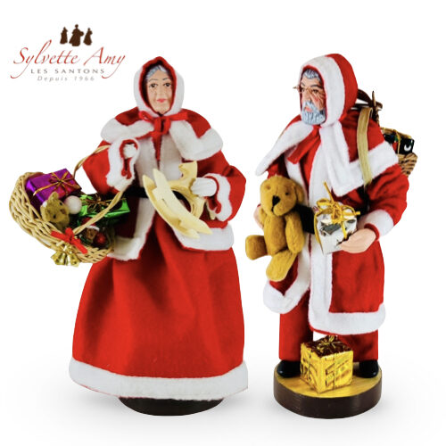 Père et Mère Noël Taille 25 cm - Collections Santons Habillé Sylvette Amy