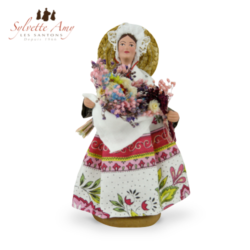 Femme aux Fleurs - Jeune - Collection Santons 15 cm Sylvette Amy