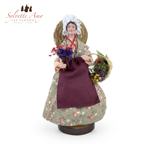 Santon La Fleuriste - Santons Habillés 25cm - Sylvette Amy Aubagne