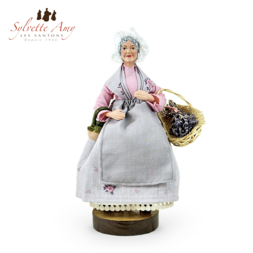 Femme à la Lavande et à la Cruche - Santons Habillés 25 cm Sylvette Amy - Aubagne