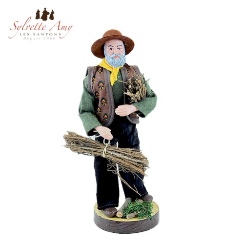 Santon Homme au Fagot - Santons Habillés 25cm - Sylvette Amy Aubagne