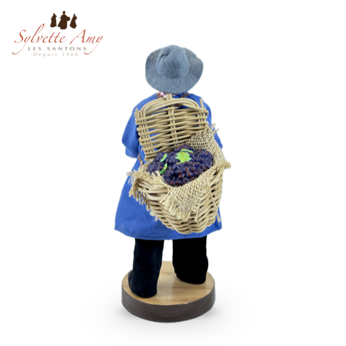 Le Vigneron avec sa Hotte - De Dos - Santons Habillés 25 cm Sylvette Amy - Aubagne