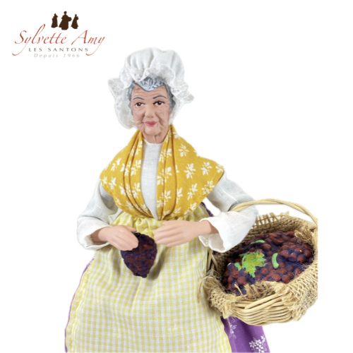 La Vigneronne - Santons Habillés 25 cm Sylvette Amy - Aubagne - Vue de Près