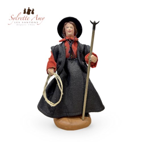 Santon Femme Gardian en Robe - Collection Santons Habillés 15 cm - Santons Sylvette Amy
