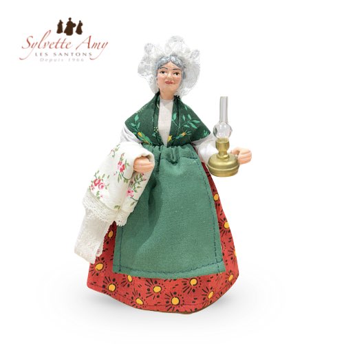 Santon Femme à la Lampe à Pétrole - Collections Santons habillés 15 cm - Sylvette Amy Aubagne