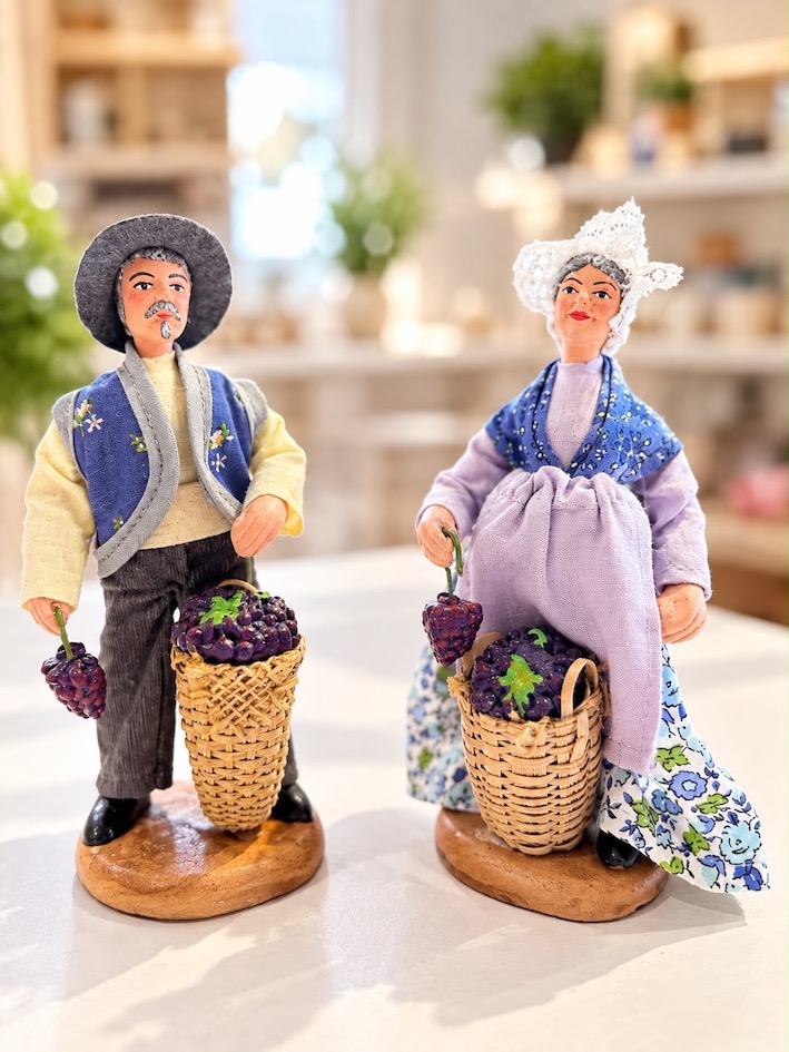 Couple-Vignerons-15-cm-Santons-Sylvette-Amy Couple de Vignerons Santons habillés 15 cm - Sylvette Amy